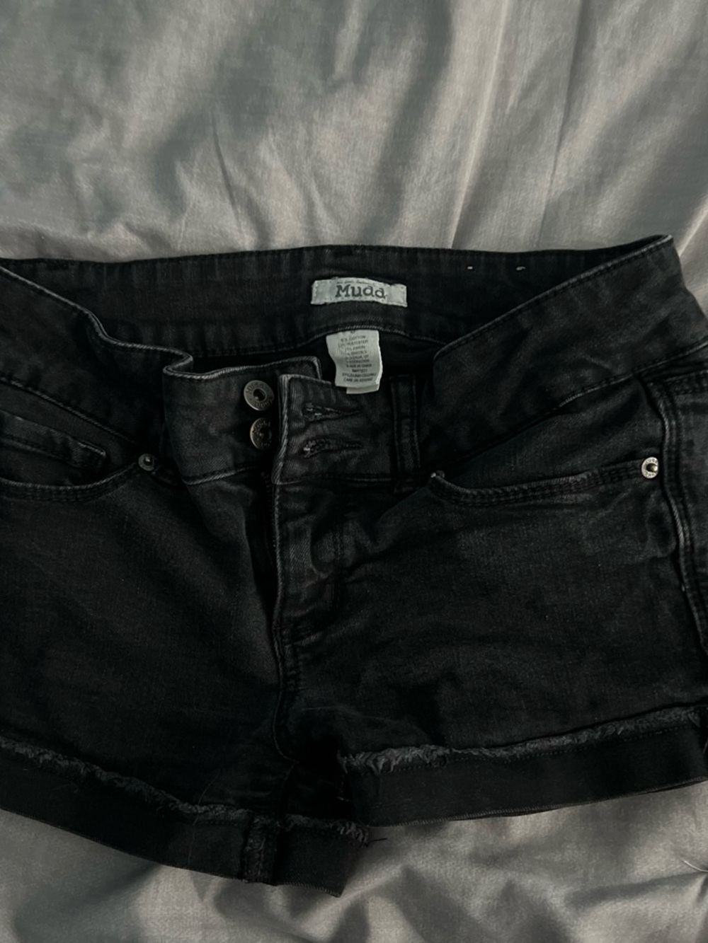 Mudd Black Frayed Hem Women's Denim Shorts